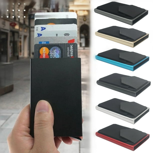 Automatic Pop-Up RFID Blocking Card Holder Men Women  Credit Card Wallet Case